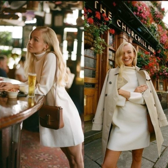 Pomander Place NEW Winter White Vivianne Turtleneck Sweater Mini Dress Size M - Picture 1 of 12